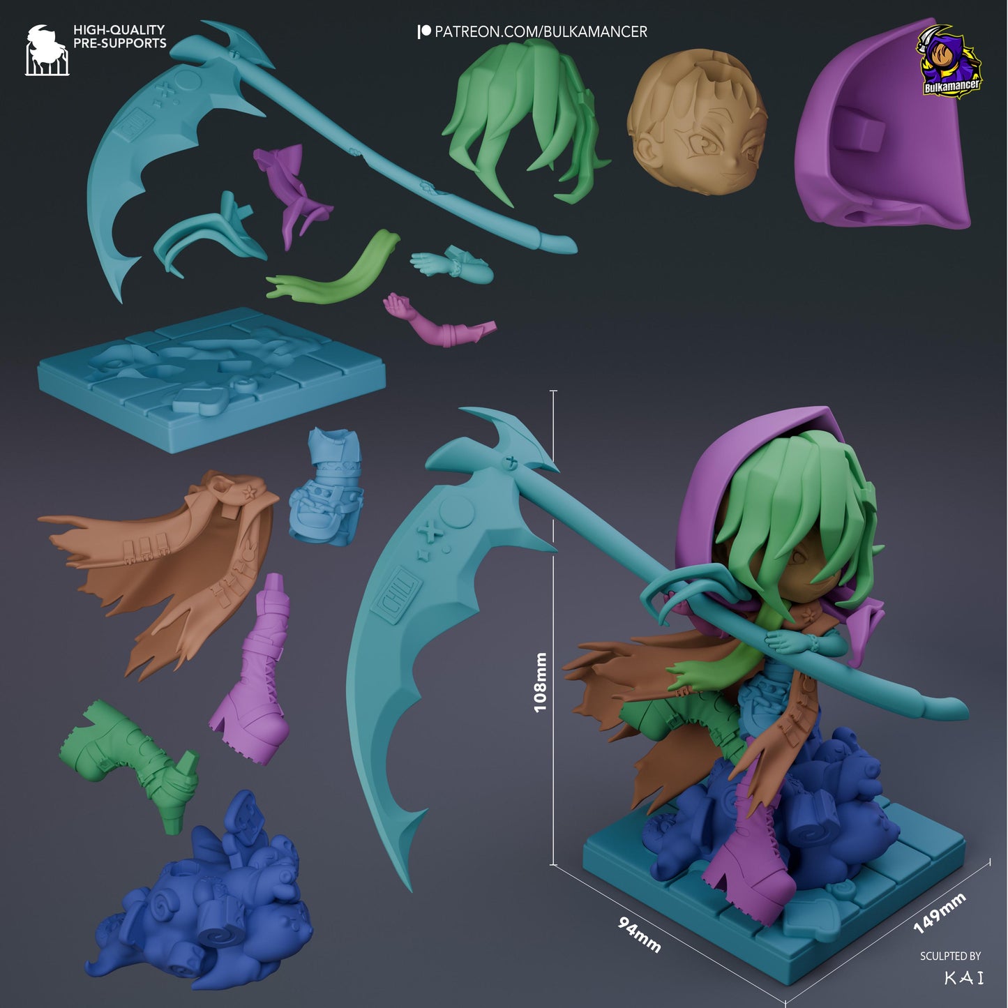 Chibi Bulka Grim Reaper | Unbreadable | Resin Garage Kit | Unpainted Figure