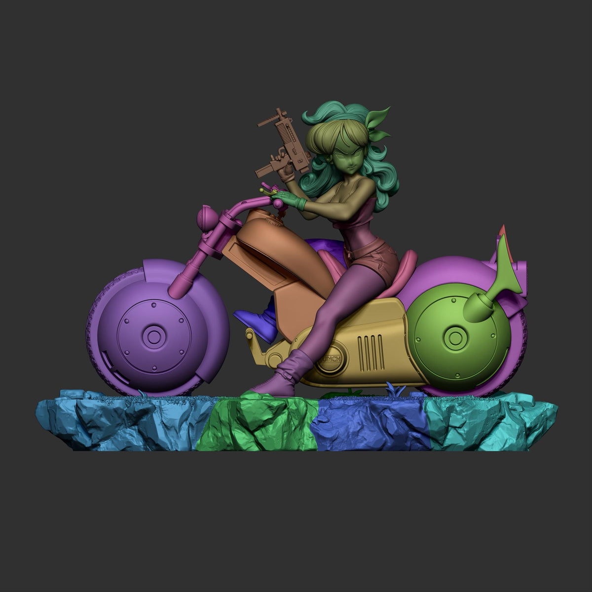 Blue-Haired Capsule Bike Rider | Resin Garage Kit | Ki Warriors | Unpainted Figure