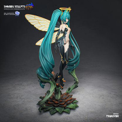 Teal-Haired Winged Flower Guardian