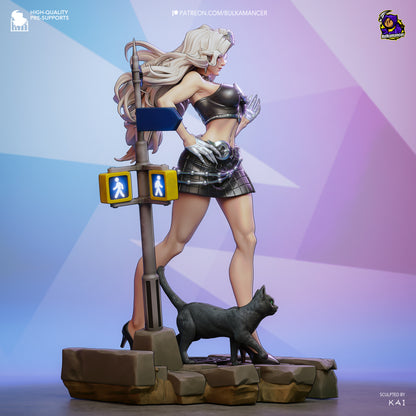 White-Haired Feline Streetwear Heroine