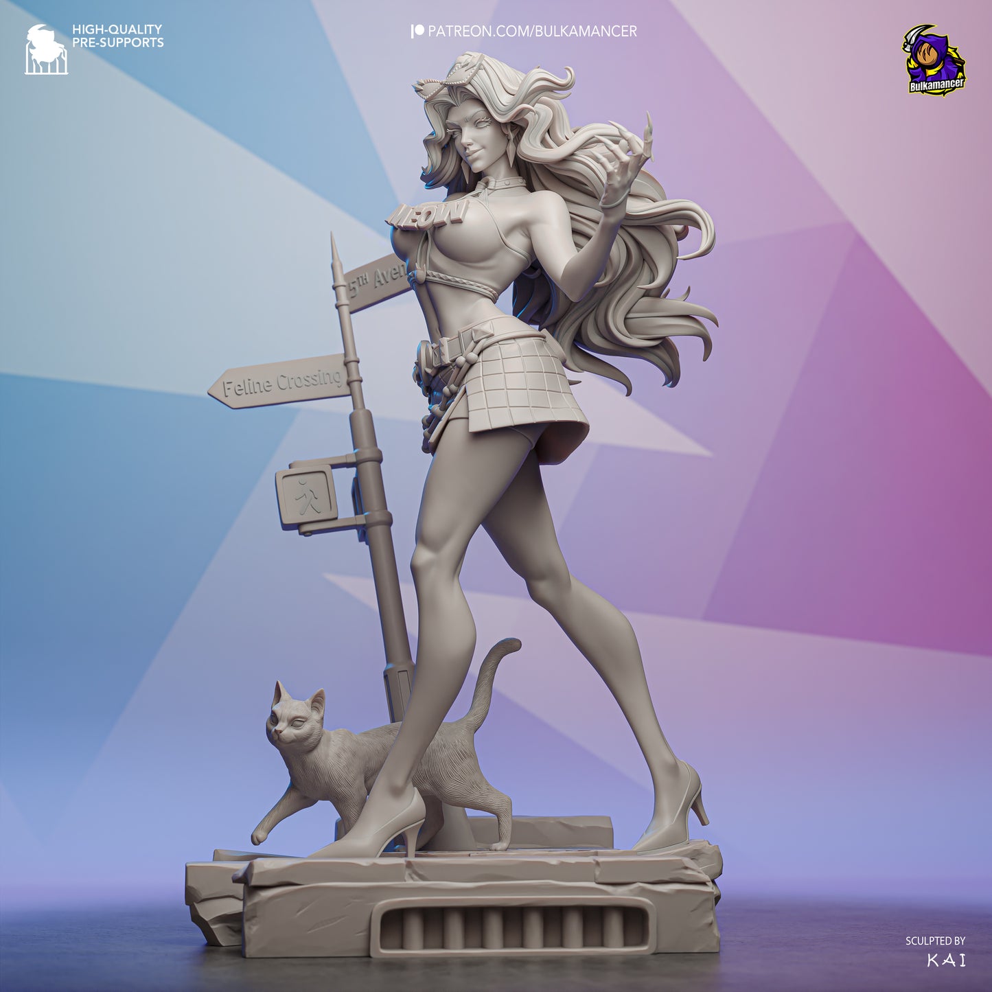 White-Haired Feline Streetwear Heroine