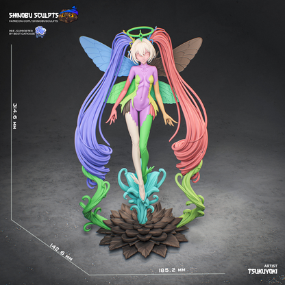 Teal-Haired Winged Flower Guardian