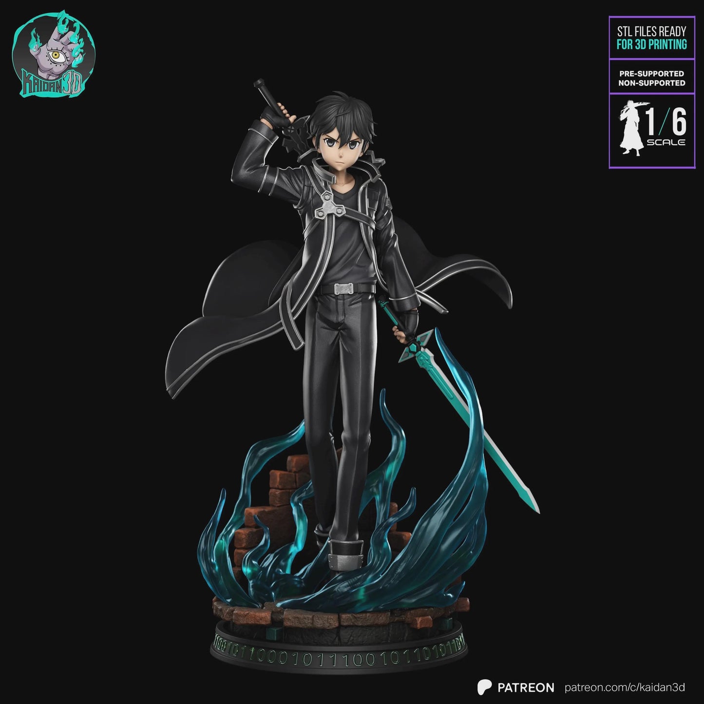 Black-Coated Anime Swordsman