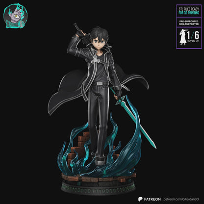 Black-Coated Anime Swordsman