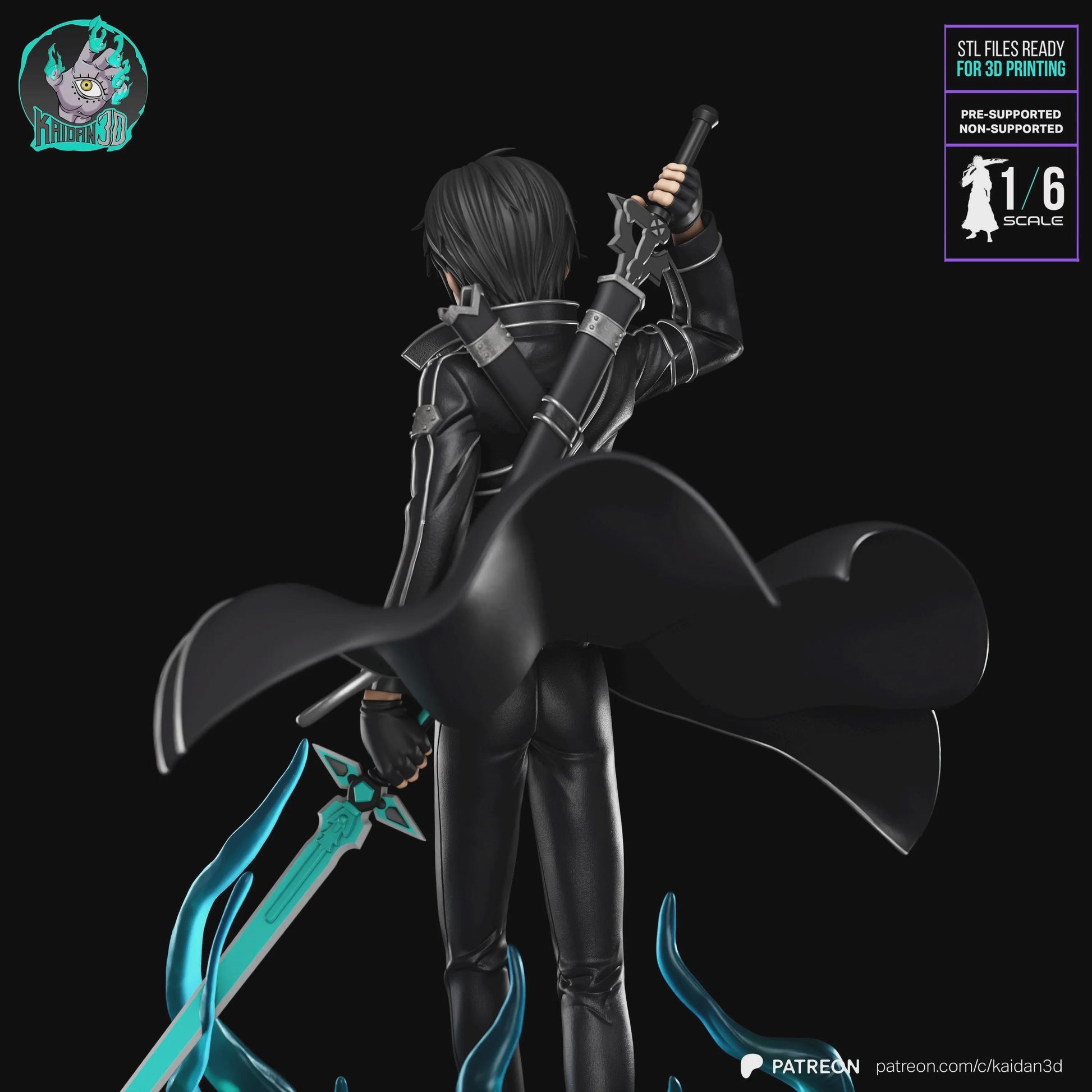 Black-Coated Anime Swordsman