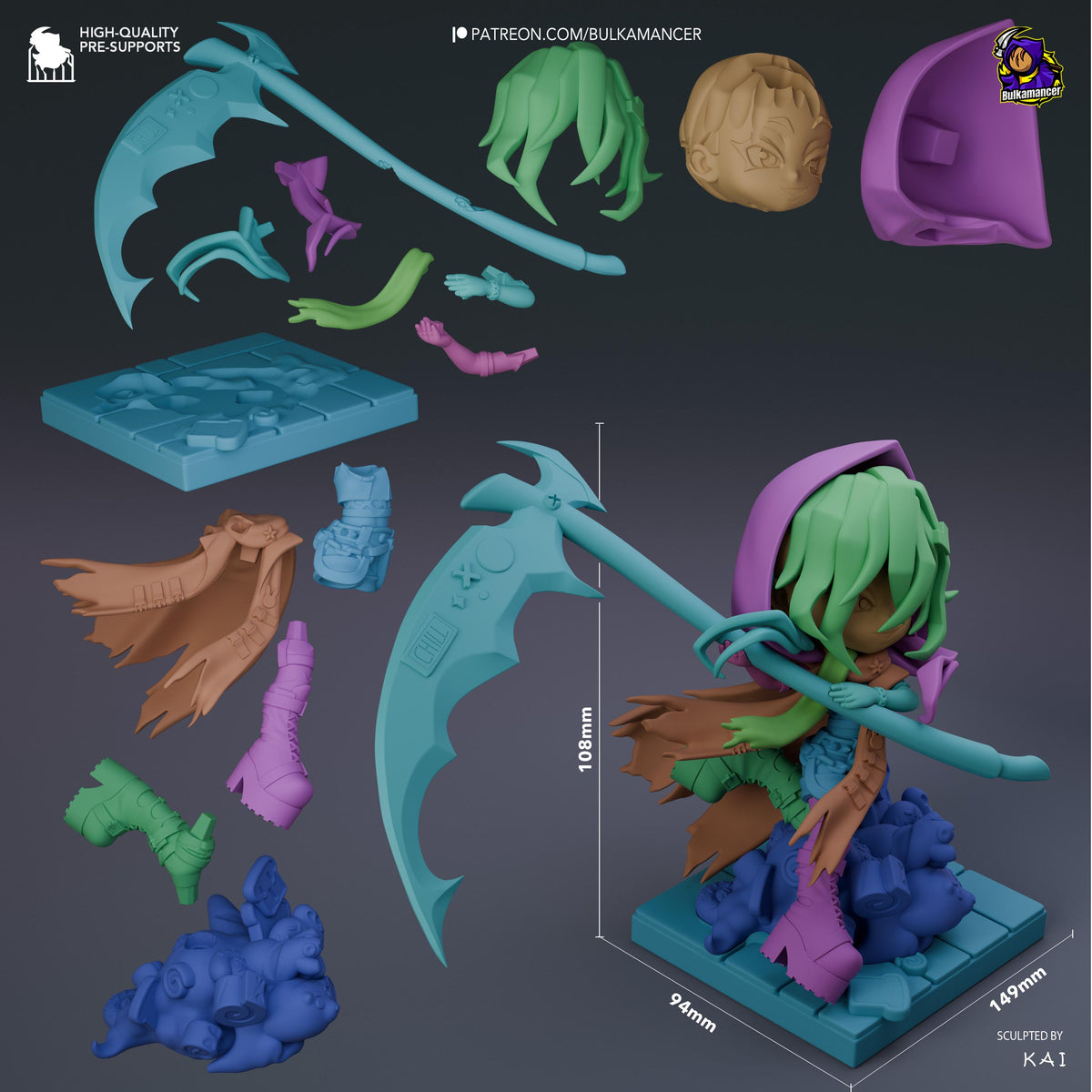 Chibi Bulka Grim Reaper | Unbreadable | Resin Garage Kit | Unpainted Figure