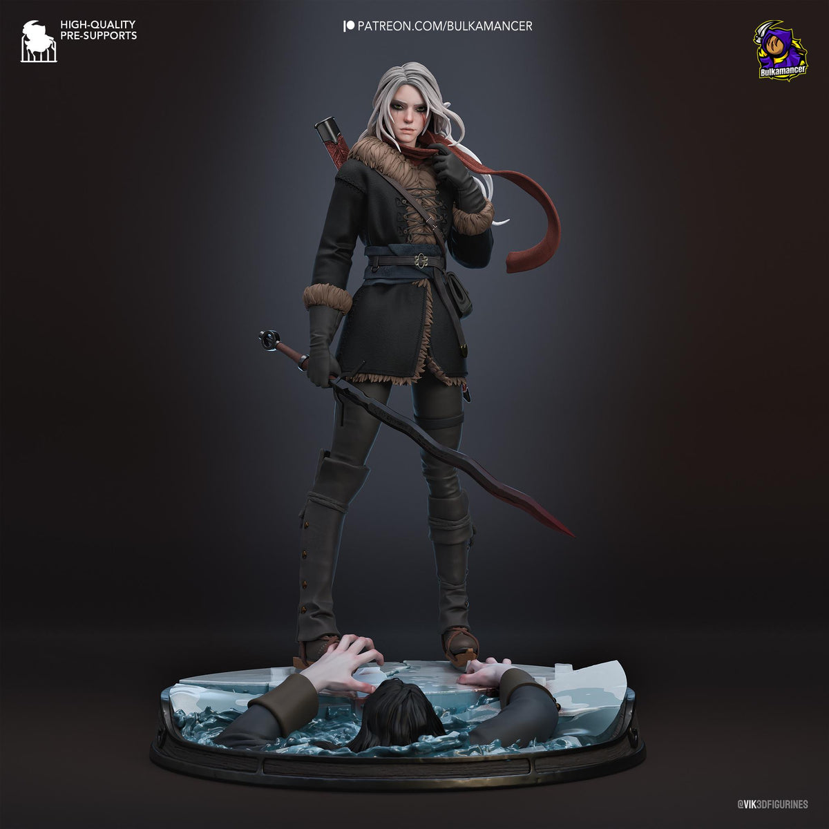 Frostbound White-Haired Huntress