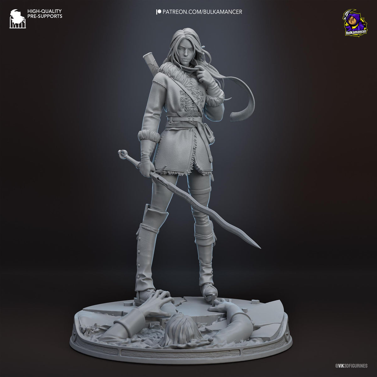 Frostbound White-Haired Huntress