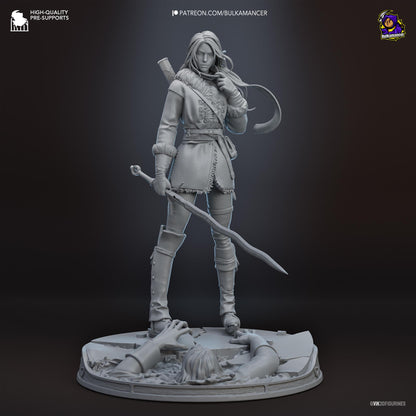 Frostbound White-Haired Huntress