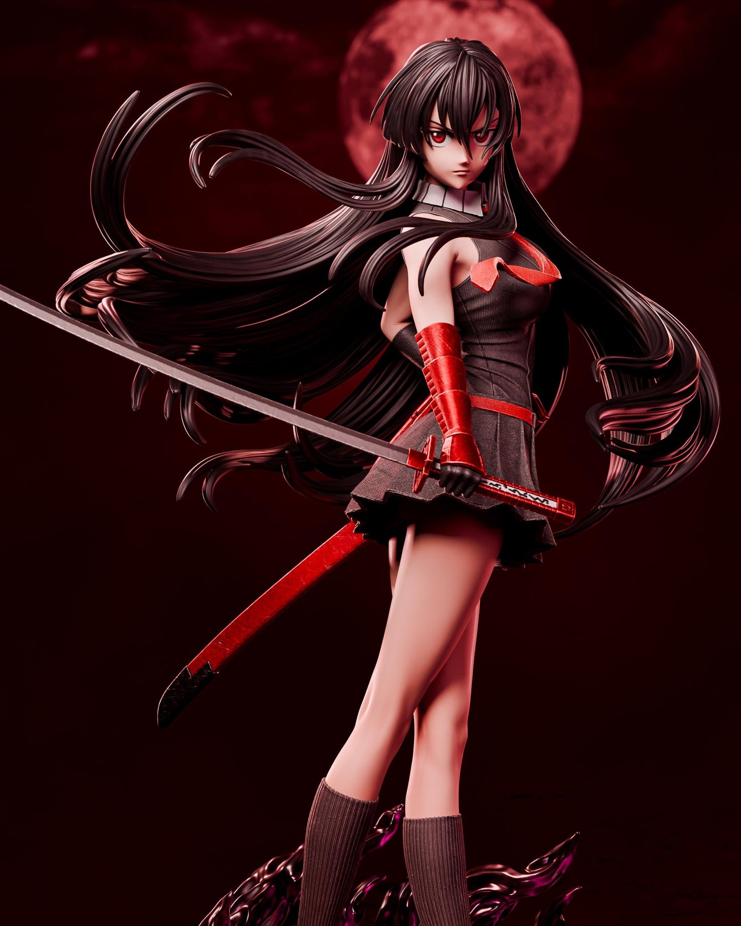 Black-Haired Crimson Swordswoman | Resin Garage Kit | Unpainted Figure