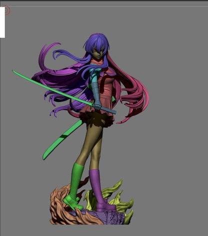 Black-Haired Crimson Swordswoman | Resin Garage Kit | Unpainted Figure