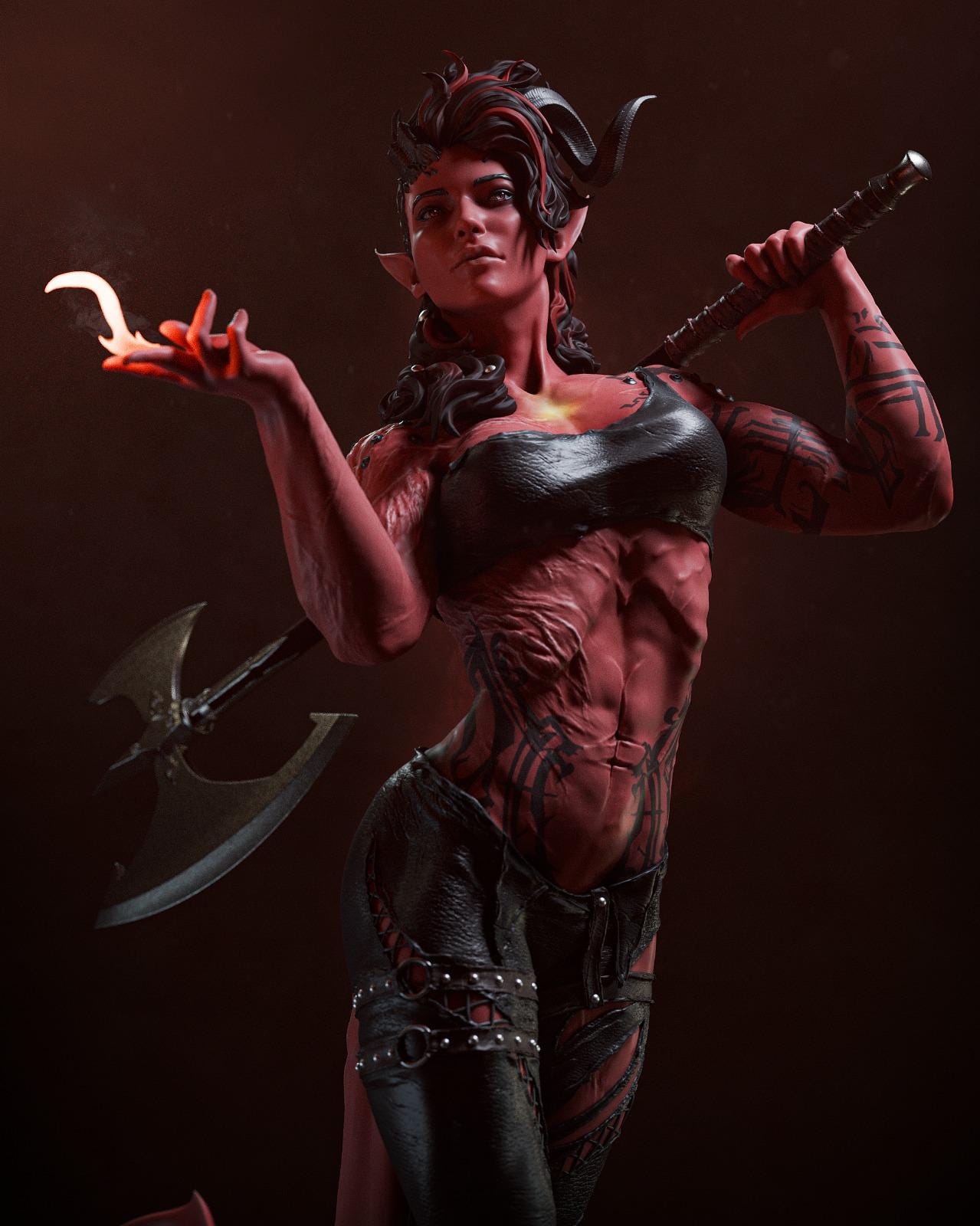 Horned Infernal Axe Warrior | Resin Garage Kit | Unpainted Figure