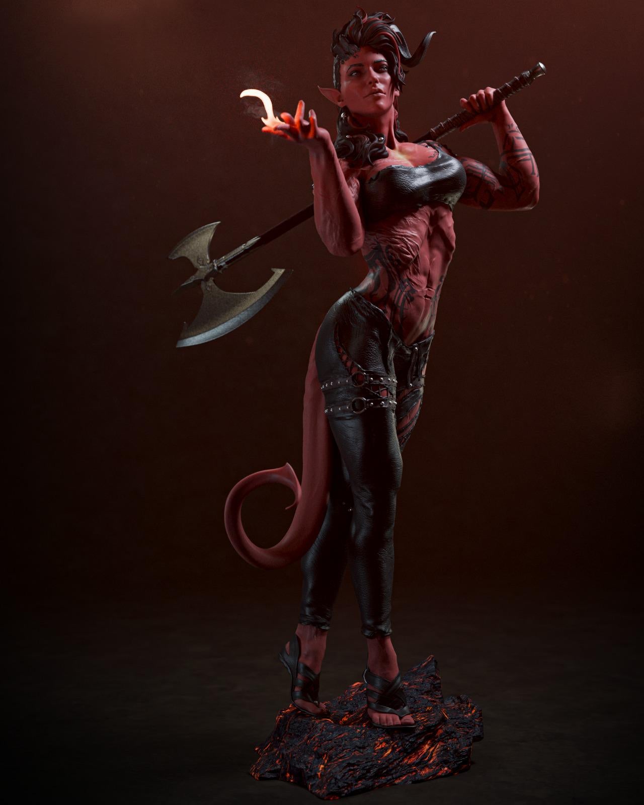 Horned Infernal Axe Warrior | Resin Garage Kit | Unpainted Figure