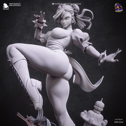 Blue-Dressed High-Kick Martial Artist | Resin Garage Kit | Unpainted Figure