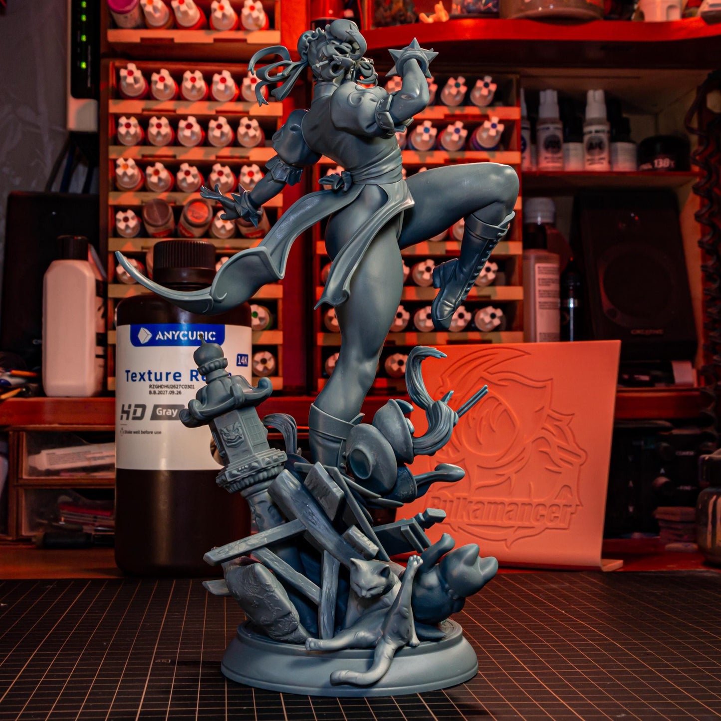 Blue-Dressed High-Kick Martial Artist | Resin Garage Kit | Unpainted Figure