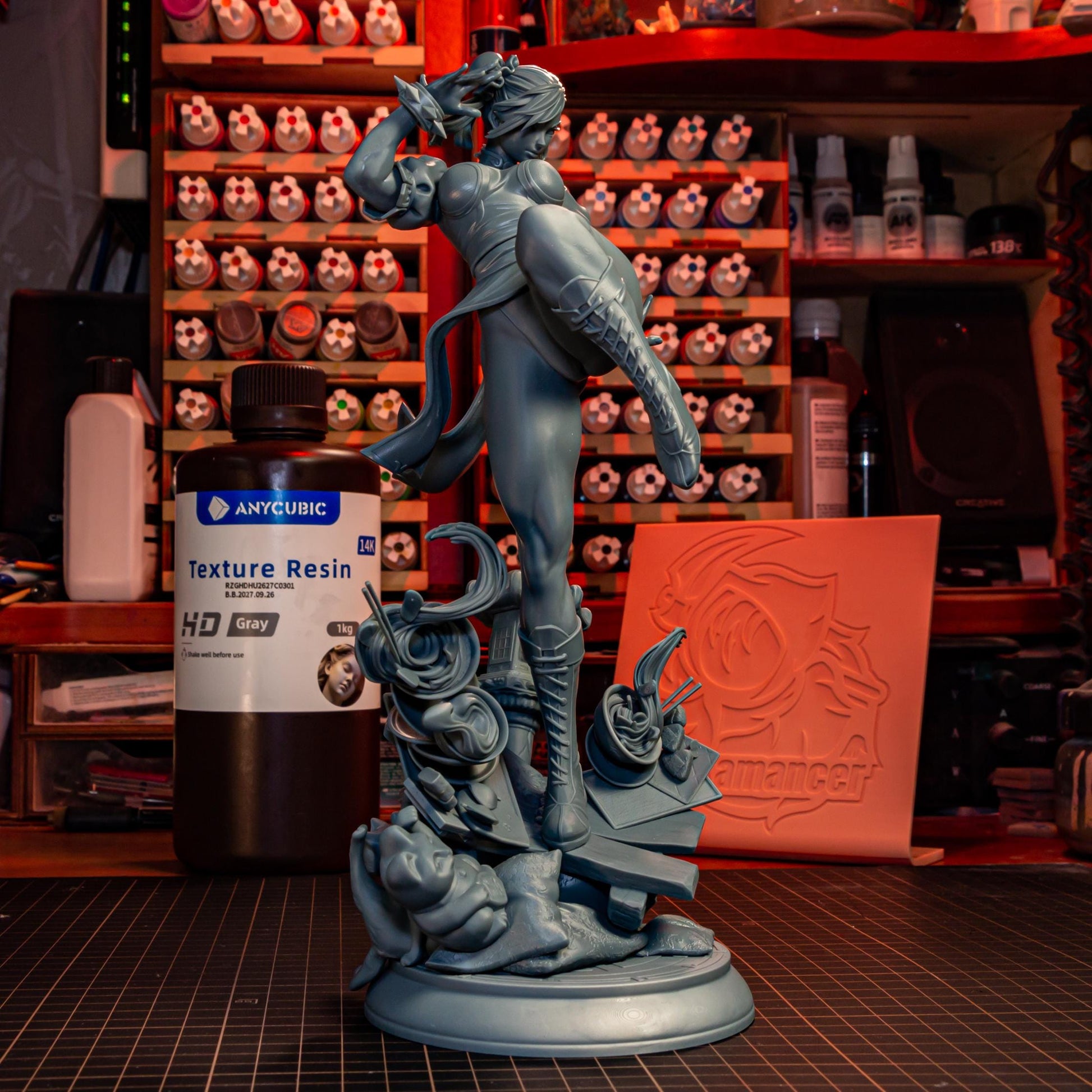Blue-Dressed High-Kick Martial Artist | Resin Garage Kit | Unpainted Figure