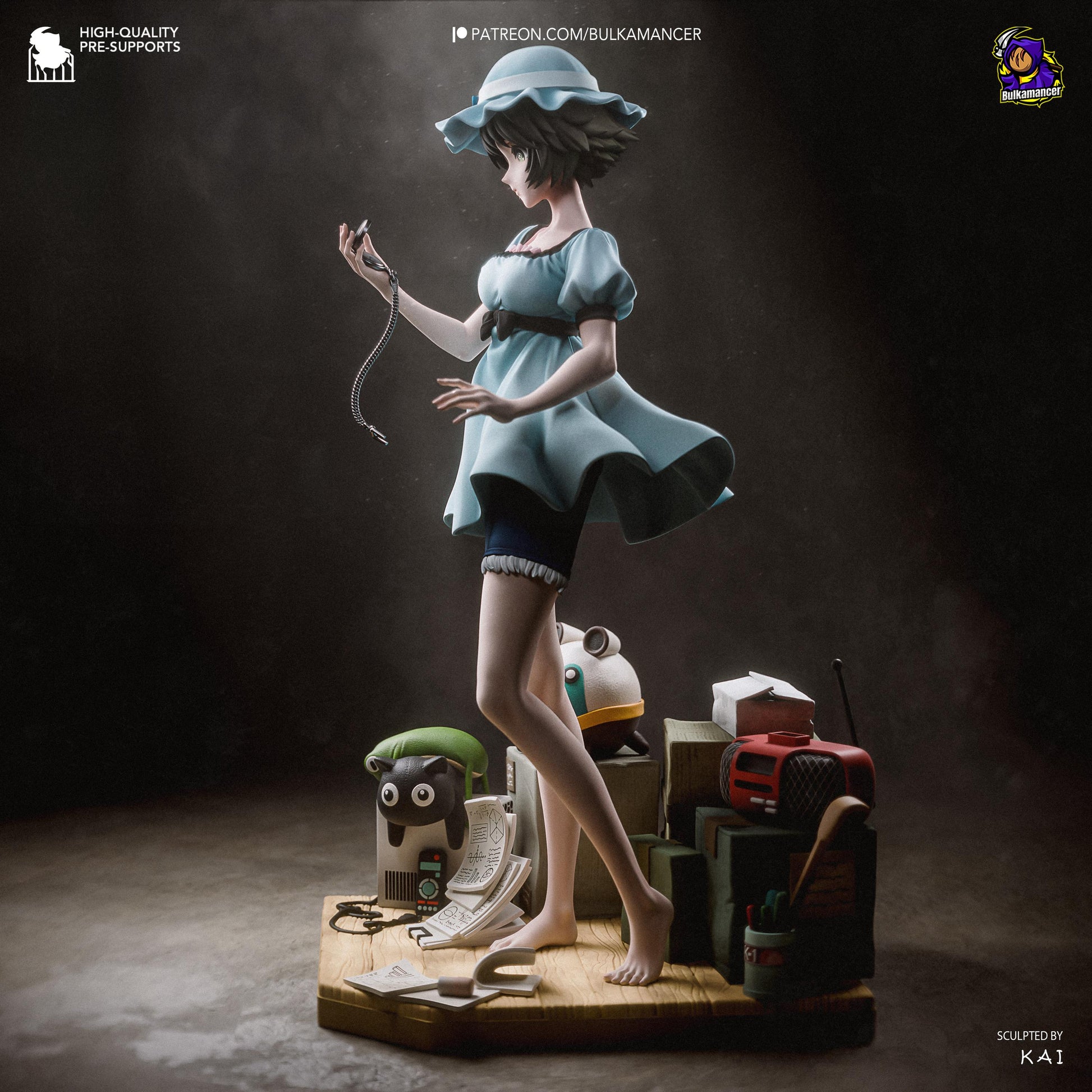 Blue-Dressed Pocket-Watch Dreamer | Resin Garage Kit | Unpainted Figure