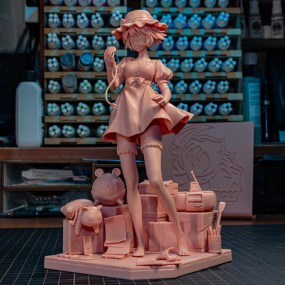 Blue-Dressed Pocket-Watch Dreamer | Resin Garage Kit | Unpainted Figure
