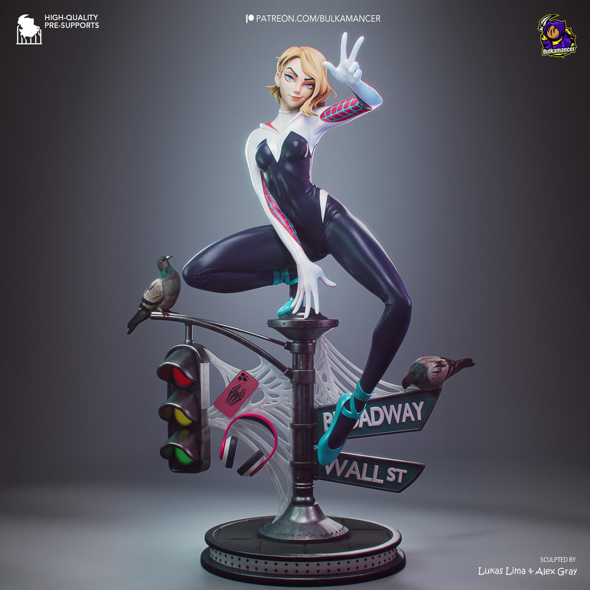 Blonde Street-Sign Acrobat Heroine | Resin Garage Kit | Unpainted Figure