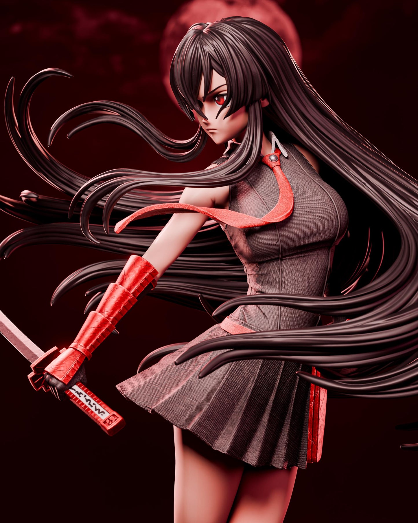 Black-Haired Crimson Swordswoman | Resin Garage Kit | Unpainted Figure