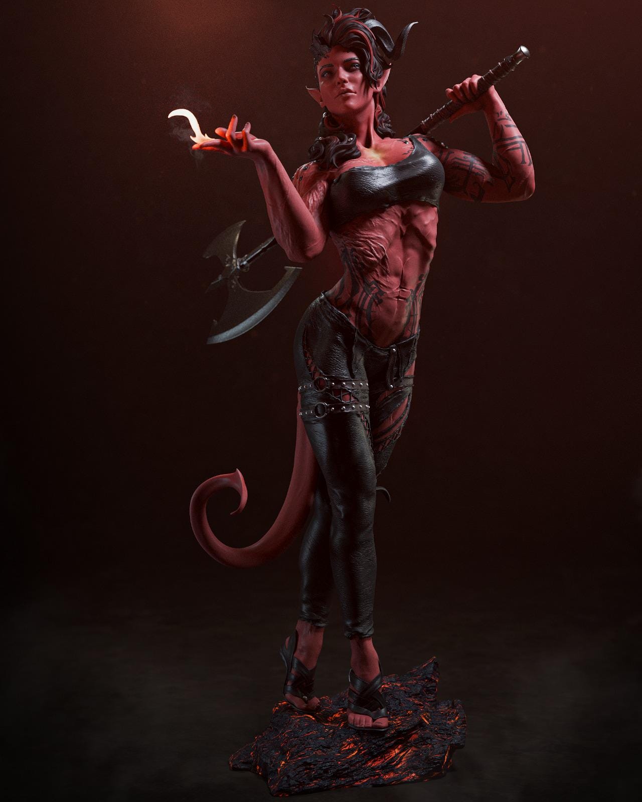 Horned Infernal Axe Warrior | Resin Garage Kit | Unpainted Figure