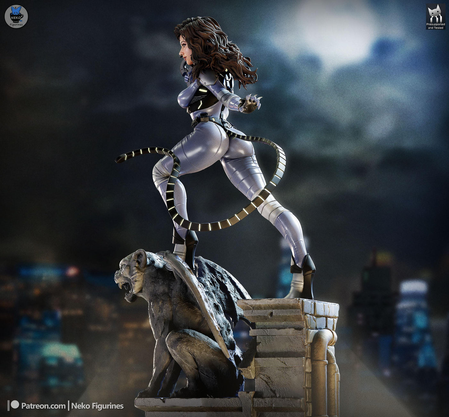 Gargoyle-Perched Cat Burglar | Resin Garage Kit | Unpainted Figure