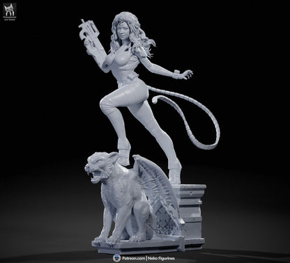 Gargoyle-Perched Cat Burglar | Resin Garage Kit | Unpainted Figure