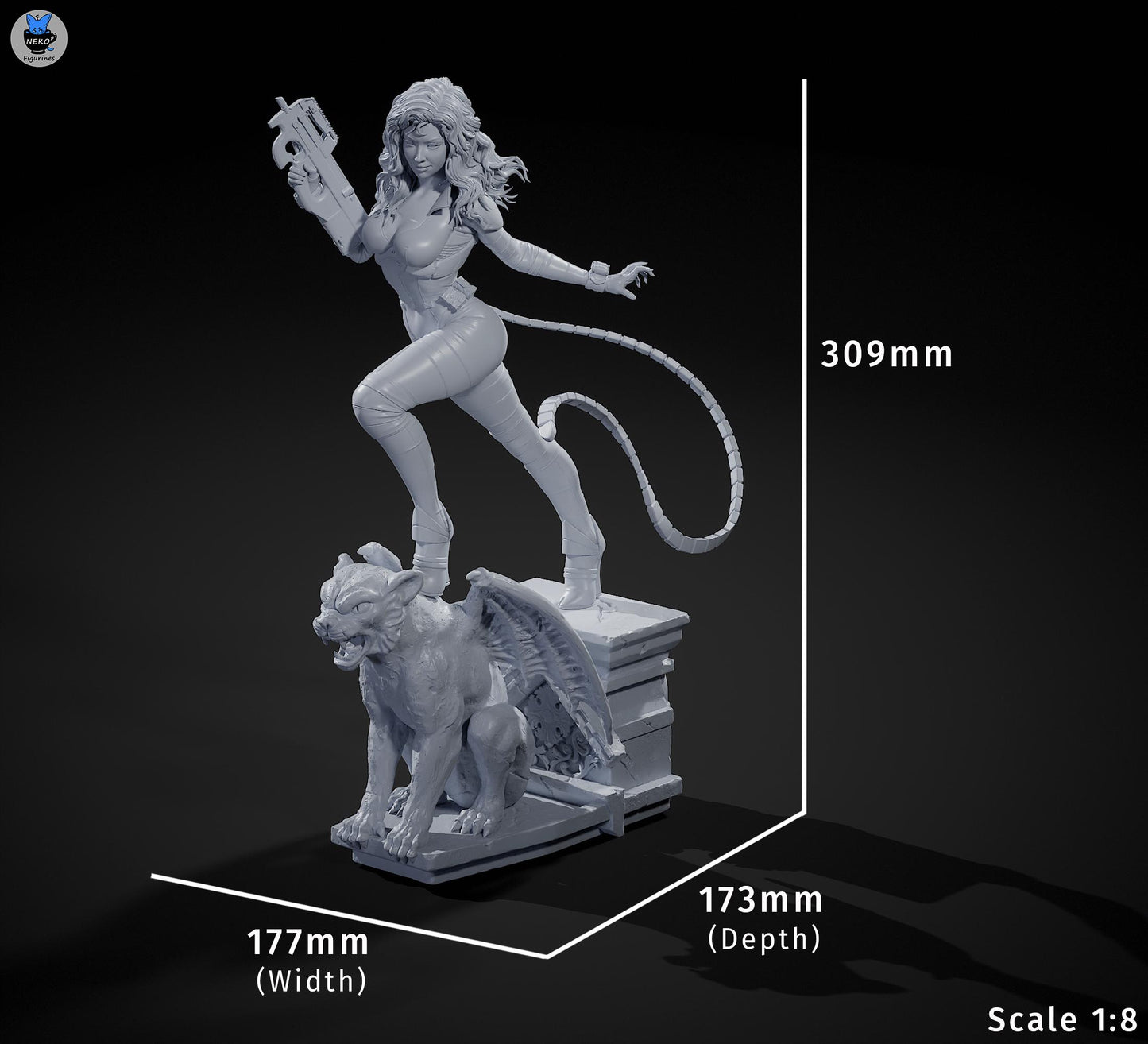 Gargoyle-Perched Cat Burglar | Resin Garage Kit | Unpainted Figure