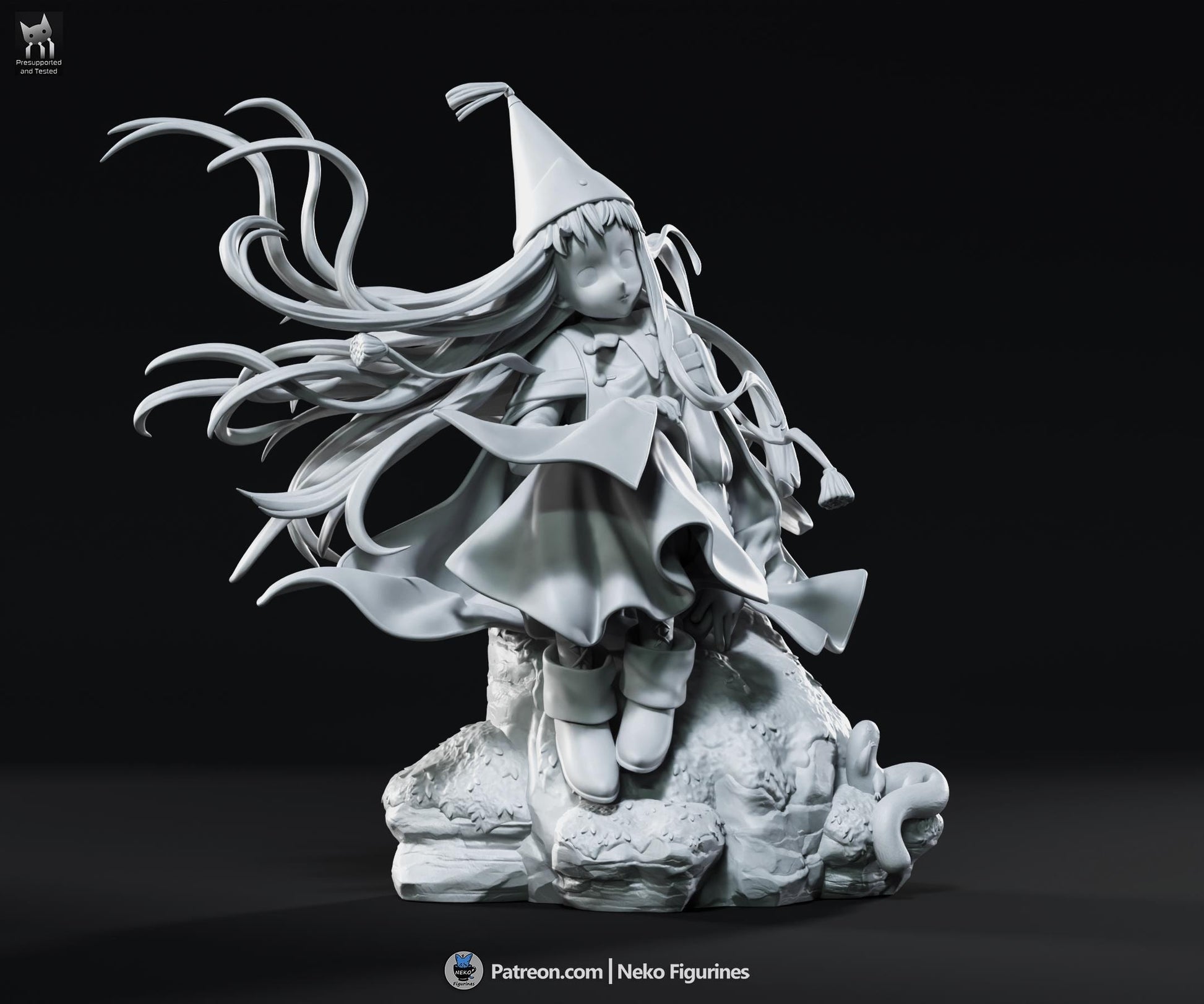 Blue-Haired Cliffside Spellcaster | Resin Garage Kit | Unpainted Figure