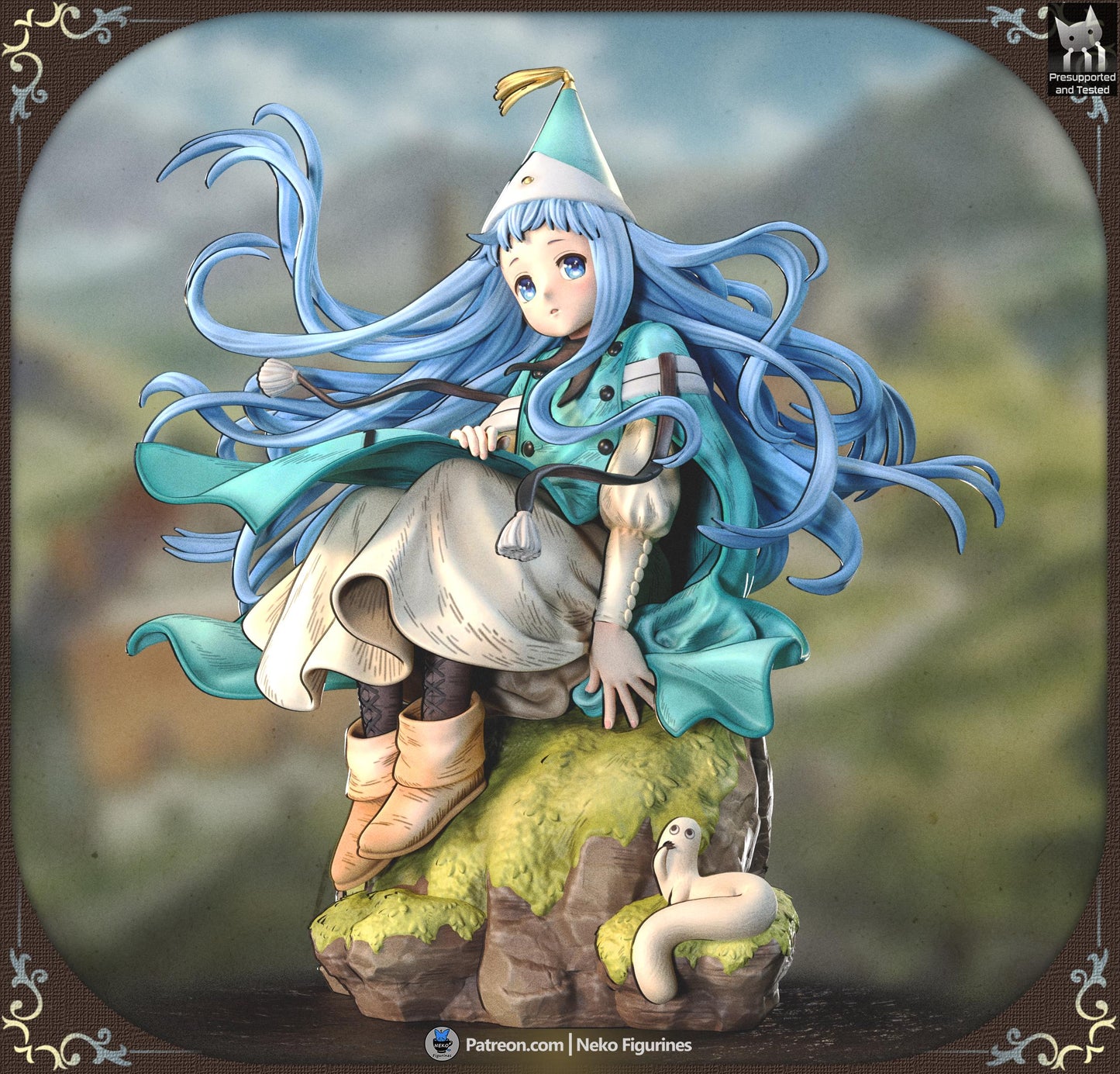 Blue-Haired Cliffside Spellcaster | Resin Garage Kit | Unpainted Figure