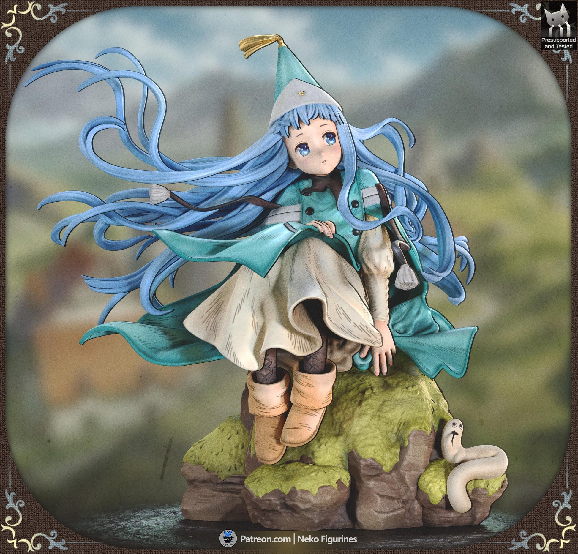 Blue-Haired Cliffside Spellcaster | Resin Garage Kit | Unpainted Figure