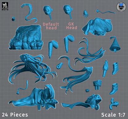 Blue-Haired Cliffside Spellcaster | Resin Garage Kit | Unpainted Figure