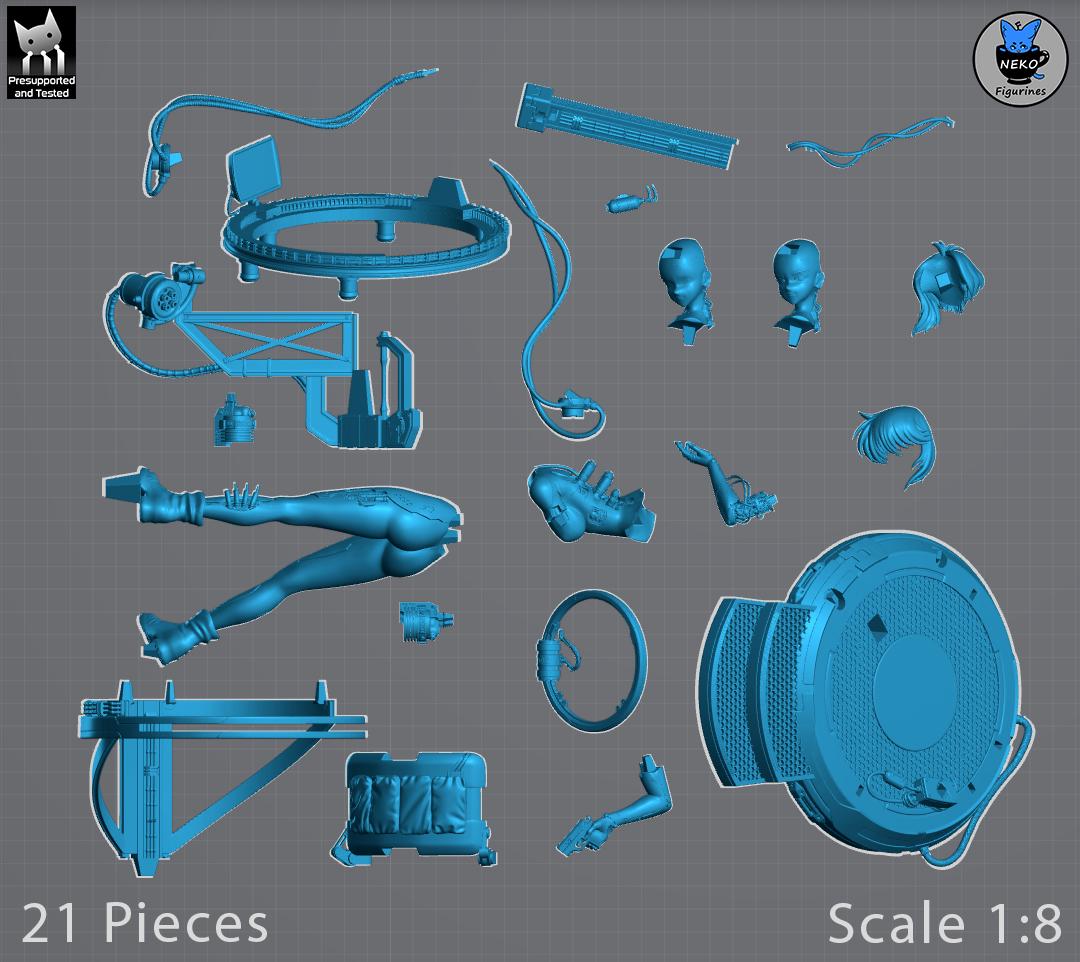 Blue-Haired Cybernetic Operative | Resin Garage Kit | Unpainted Figure