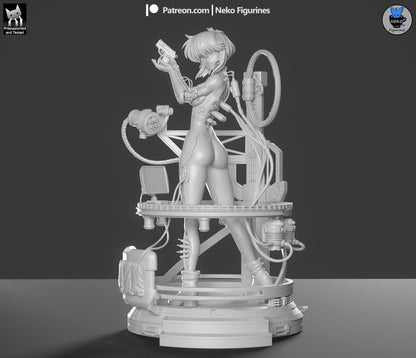Blue-Haired Cybernetic Operative | Resin Garage Kit | Unpainted Figure