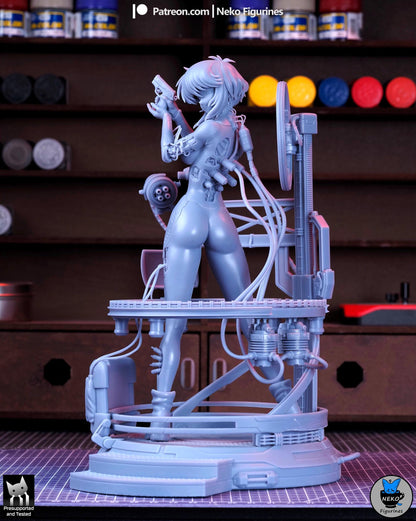 Blue-Haired Cybernetic Operative | Resin Garage Kit | Unpainted Figure