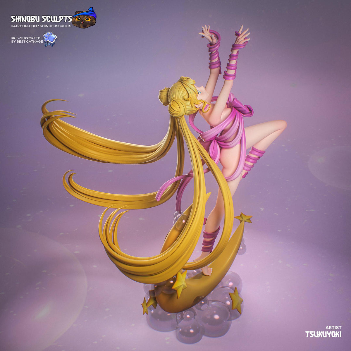 Blonde Ribbon Crescent Dancer | Resin Garage Kit | Unpainted Figure