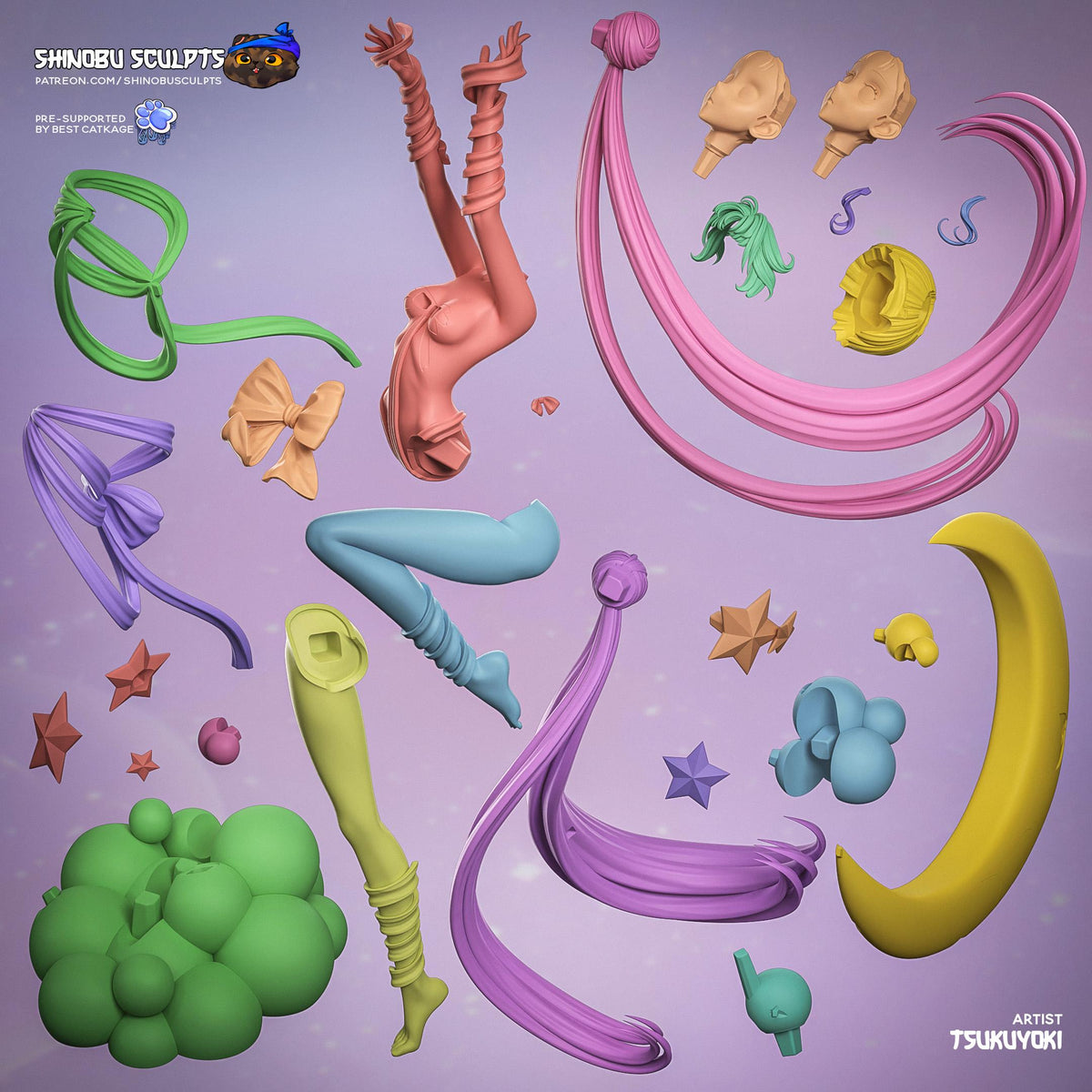 Blonde Ribbon Crescent Dancer | Resin Garage Kit | Unpainted Figure