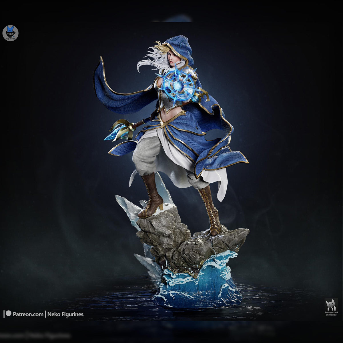 Hooded Frost-Tide Spellweaver | Resin Garage Kit | Unpainted Figure