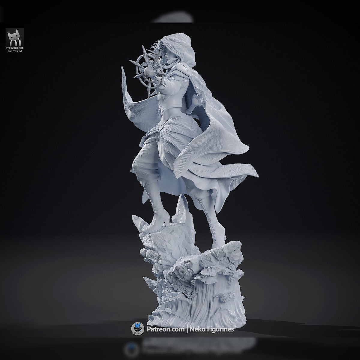Hooded Frost-Tide Spellweaver | Resin Garage Kit | Unpainted Figure