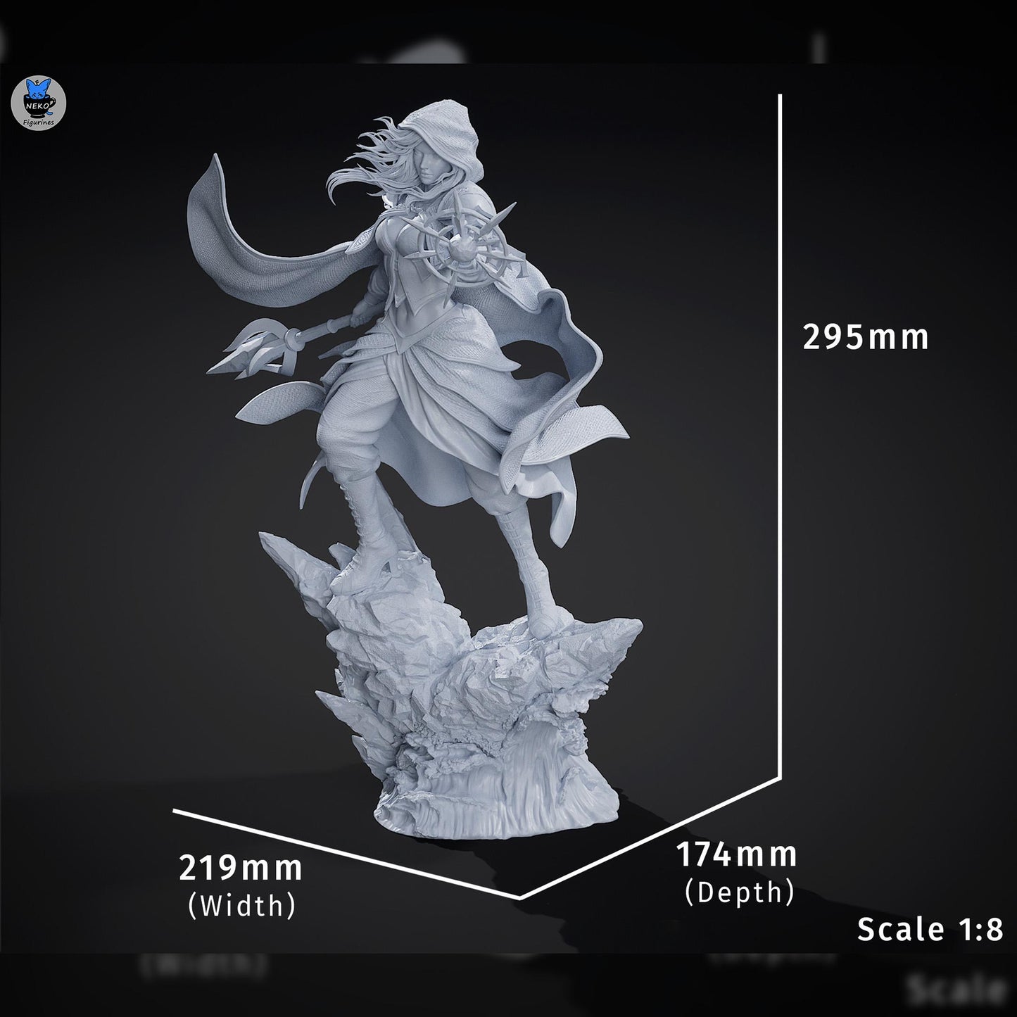 Hooded Frost-Tide Spellweaver | Resin Garage Kit | Unpainted Figure