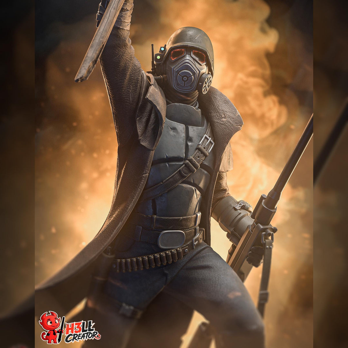 Masked Flag-Bearing Desert Veteran | Resin Garage Kit | Post-Apocalyptic | Unpainted Figure