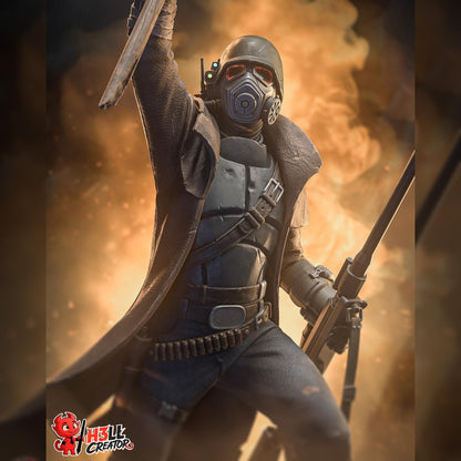 Masked Flag-Bearing Desert Veteran | Resin Garage Kit | Post-Apocalyptic | Unpainted Figure