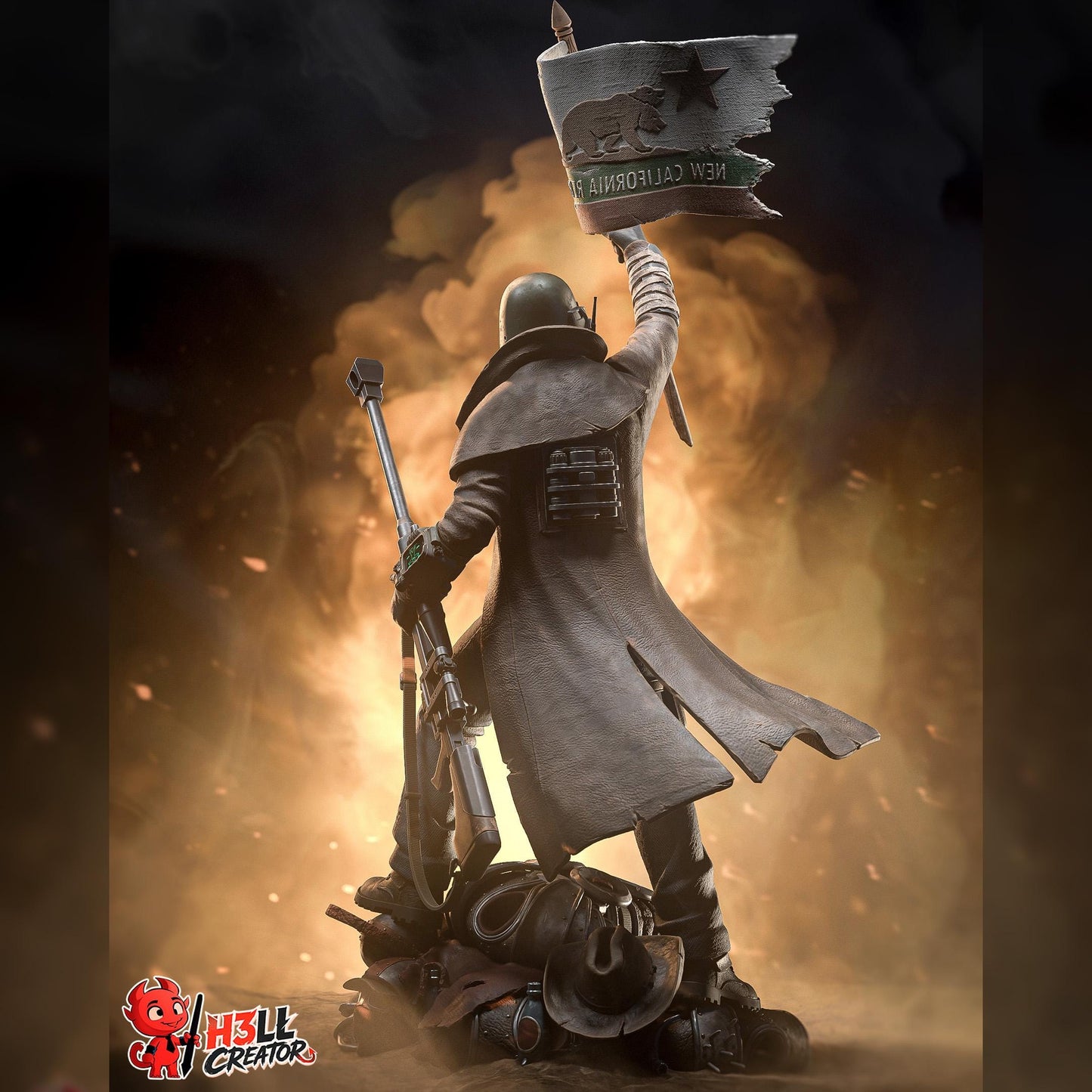 Masked Flag-Bearing Desert Veteran | Resin Garage Kit | Post-Apocalyptic | Unpainted Figure