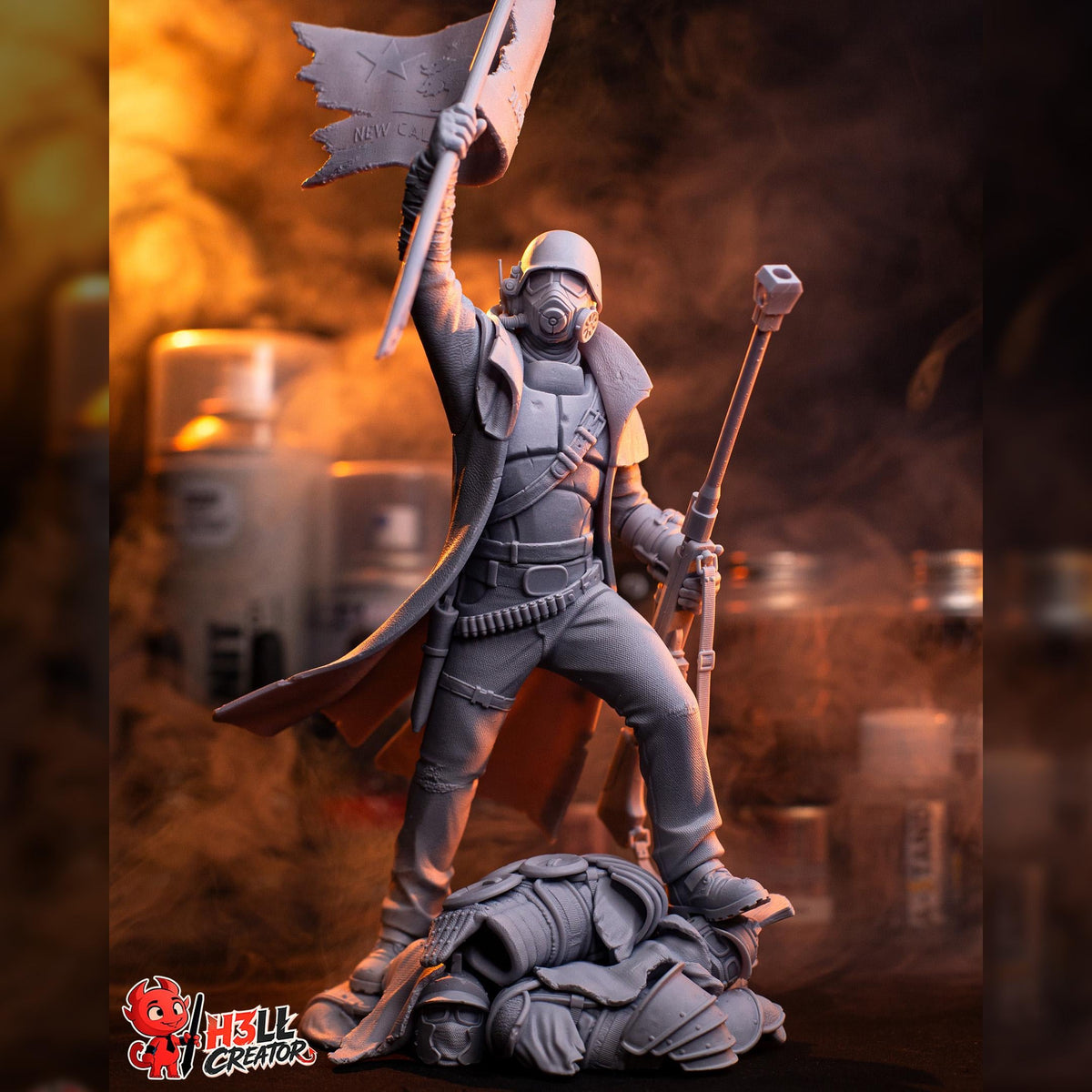 Masked Flag-Bearing Desert Veteran | Resin Garage Kit | Post-Apocalyptic | Unpainted Figure