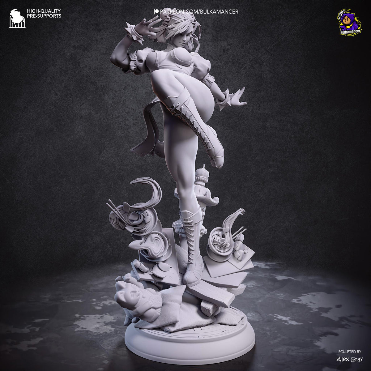 Blue-Dressed High-Kick Martial Artist | Resin Garage Kit | Unpainted Figure