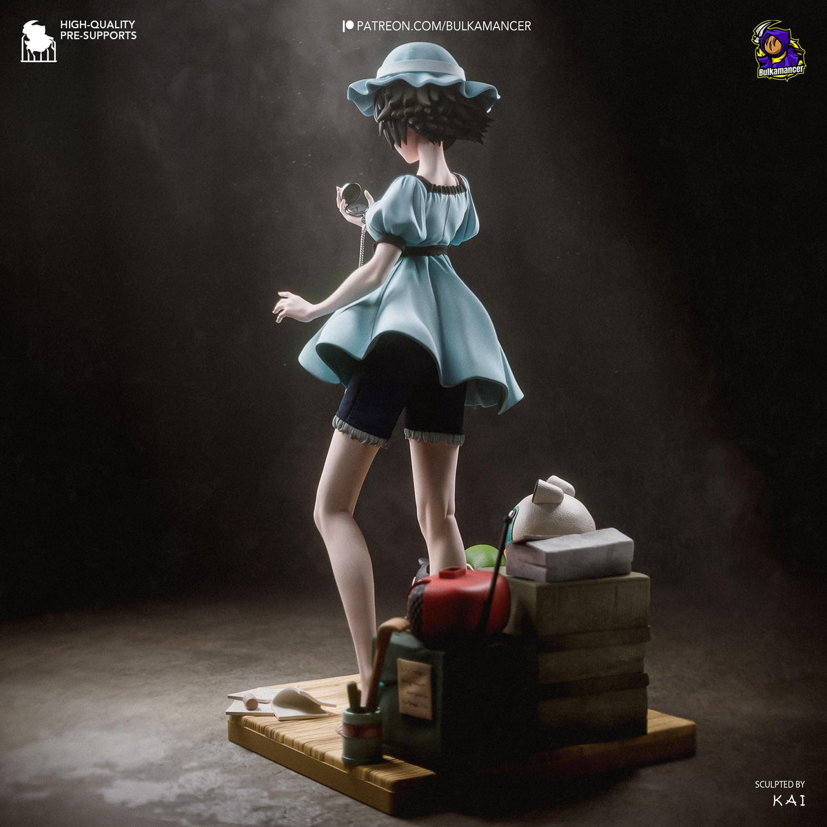 Blue-Dressed Pocket-Watch Dreamer | Resin Garage Kit | Unpainted Figure