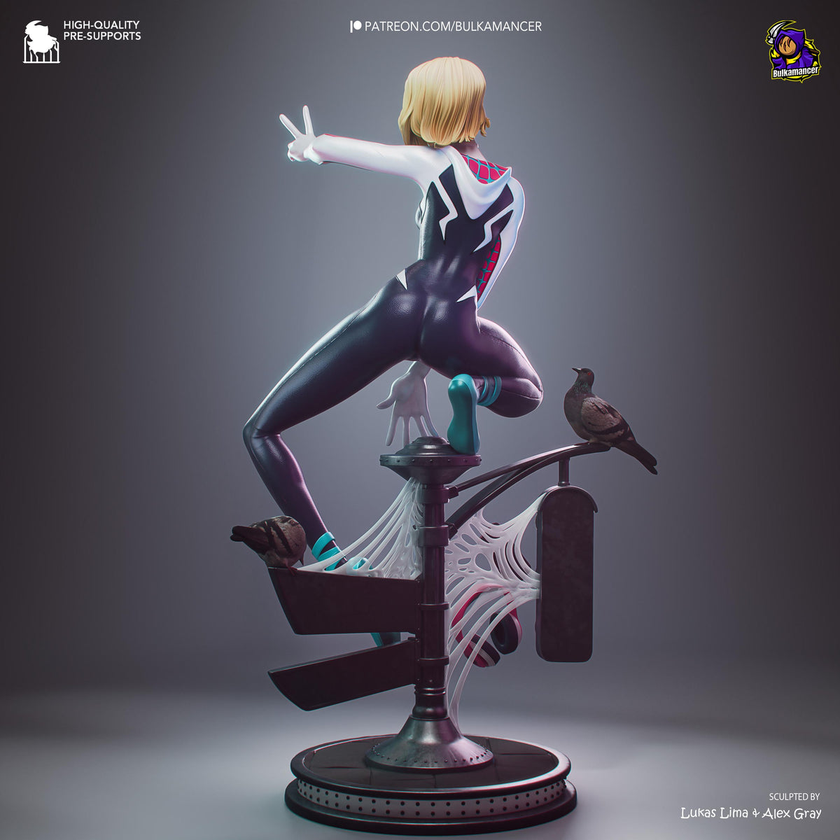 Blonde Street-Sign Acrobat Heroine | Resin Garage Kit | Unpainted Figure