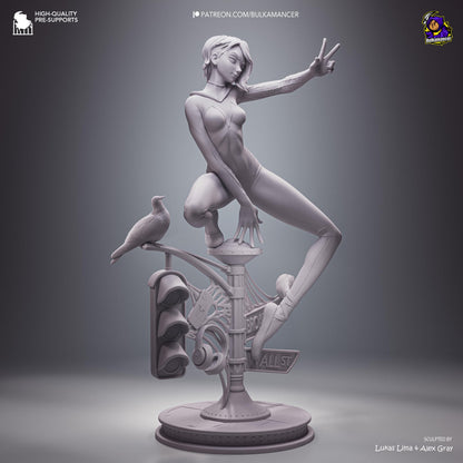 Blonde Street-Sign Acrobat Heroine | Resin Garage Kit | Unpainted Figure