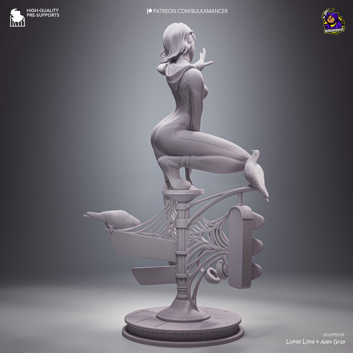 Blonde Street-Sign Acrobat Heroine | Resin Garage Kit | Unpainted Figure