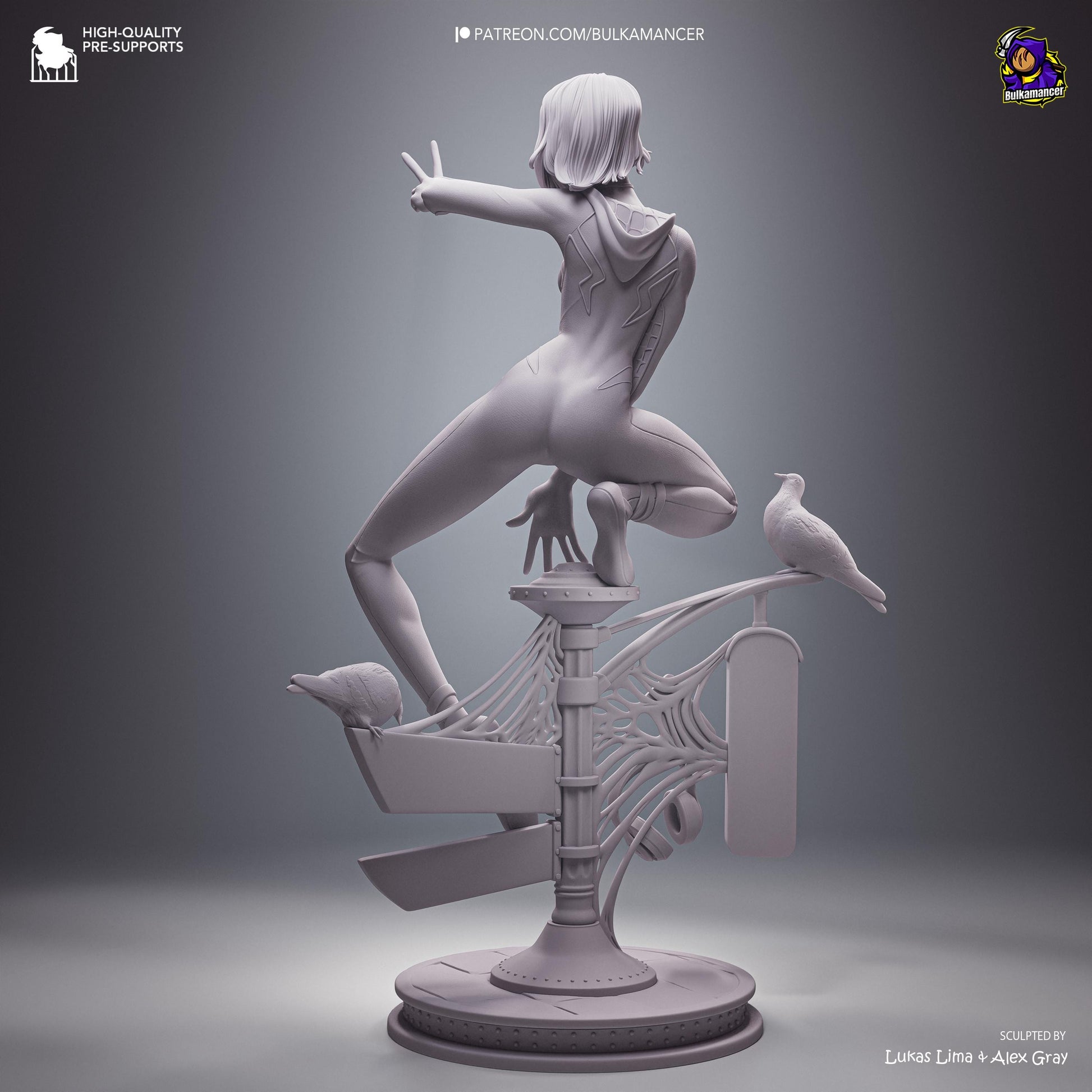 Blonde Street-Sign Acrobat Heroine | Resin Garage Kit | Unpainted Figure